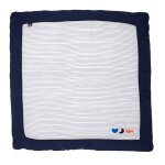 Grand tapis de jeu en double gaze de coton marini�re - baby sailor bleu / blanc