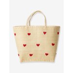 Grande corbeille pour enfant darling hearts rice, raphia beige