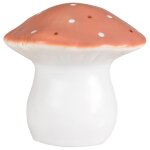 Grande lampe veilleuse champignon peinte � la main blanc, orange