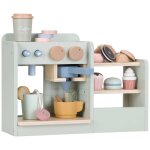 Grande machine  caf en bois vert, rose, bleu