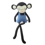 Grande peluche singe en coton tricot� bleu