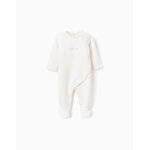 Grenouillère en coton polyester peigné avec broderie blanc Grenouillère en coton polyester peigné avec broderie blanc