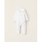 Grenouillère matelassée en velours avec capuche blanc Grenouillère matelassée en velours avec capuche blanc