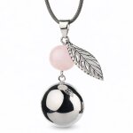 De grossesse collier perle et feuille argent