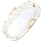 Habillage de couffin en satin de coton gallina �cru motif poules champ�tre