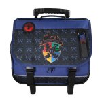 Harry potter - cartable - roulettes scolaire 38 cm - bleu / noir - 2 compartiments - primaire bleu