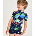 Haut de maillot de bain gar�on en maille avec m�duses multicolores bleu