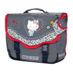 Hello kitty - cartable scolaire 38 cm kiss kiss - gris / rouge - 2 compartiments - primaire gris