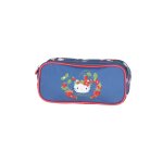 Hello kitty - trousse scolaire strawberry - bleu / rouge - 2 compartiments bleu