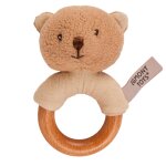 Hochet en bois marcel l'ours beige