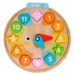 Horloge d apprentissage multilingue en bois jeu ducatif ds 3 ans multicolor