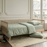Housse de couette 1 personne satin de coton bio lav� tilleul