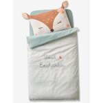 Housse de couette bb foret enchantee cru / vert d'eau