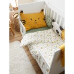 Housse de couette b�b� en gaze de coton hano� ivoire imprim�