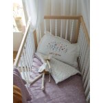 Housse de couette bébé réversible douce provence écru / parme Housse de couette bébé réversible douce provence écru / parme