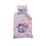 Housse de couette disney angel et stitch coton rose