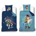 Housse de couette disney buzz et woody recto / verso coton bleu