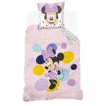 Housse de couette disney minnie � pois coton rose