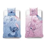 Housse de couette disney stitch et angel recto / verso coton bleu