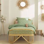 Housse de couette enfant imprim�e en percale de coton, cueillette vert