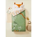 Housse de couette enfant + taie d'oreiller en flanelle dumbea vert