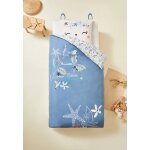 Housse de couette enfant + taie d'oreiller en flanelle ocan d'amour bleu
