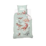 Housse de couette jurassic world dinosaure coton vert vert d'eau Housse de couette jurassic world dinosaure coton vert vert d'eau