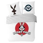 Housse de couette looney tunes bugs bunny thats all folks coton blanc