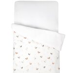 Housse de couette r�versible gallina �cru motif poules champ�tre