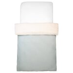 Housse de couette r�versible en lin lav� vert de gris