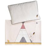 Housse de couette et taie en coton - timouki beige Housse de couette et taie en coton - timouki beige