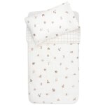 Housse de couette + taie d'oreiller animal friends (100 x 140 cm) ecru, beige, marron