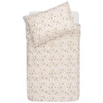 Housse de couette + taie d'oreiller ecru, rose, violet