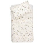 Housse de couette + taie d'oreiller ecru, vert, jaune