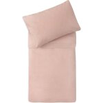 Housse de couette + taie d'oreiller rose, blanc