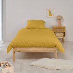 Housse de couette unie percale de coton moutarde