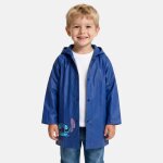 Imperm�able � capuche imprim�, boutons pression lilo & stitch bleu roi