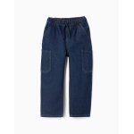 Jean baggy cargo avec cordon de serrage bleu fonc�