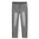 Jean avec bandes latrales en sequins et taille lastique gris