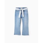 Jean avec ceinture florale bleu clair