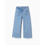 Jean en coton � ourlets effiloch�s bleu clair