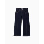 Jean � coupe droite avec couture � l'avant bleu fonc�