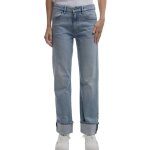 Jean droit fille boyfriend bleu