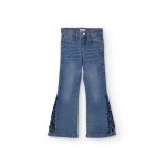 Jean Évasé pour fille avec détail brodé bleu marine Jean Évasé pour fille avec détail brodé bleu marine