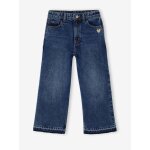 Jean fille large bas effiloch� bleu fonc�