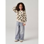 Jean fille large bas effiloch� gris