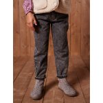 Jean fille mom poches coeur gris