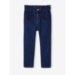 Jean fille paperbag poches coeur denim brut