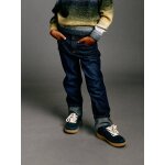 Jean gar�on droit � revers denim brut