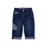 Jean pour garçon avec poches et surpiqûres contrastées bleu marine Jean pour garçon avec poches et surpiqûres contrastées bleu marine